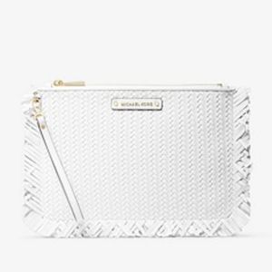 Michael Kors large woven leather pouch NWT